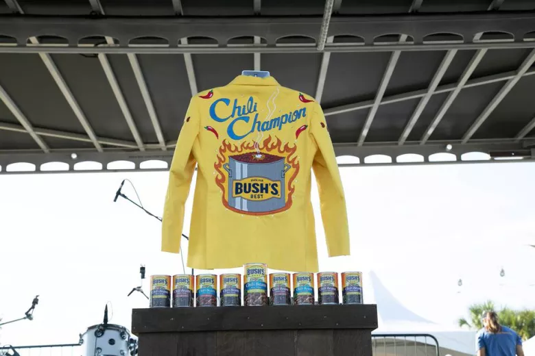 Chili Cook off Championship yellow jacket with Bush Beans logo