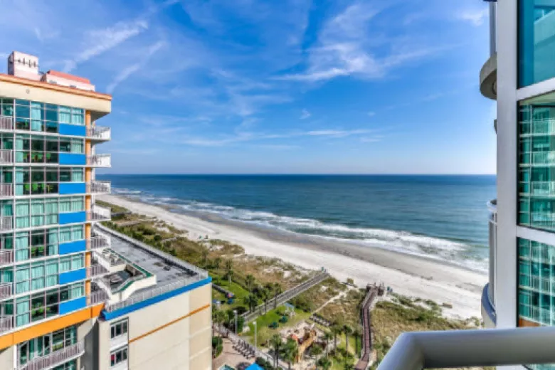 Dunes Village Resort view with beachfront