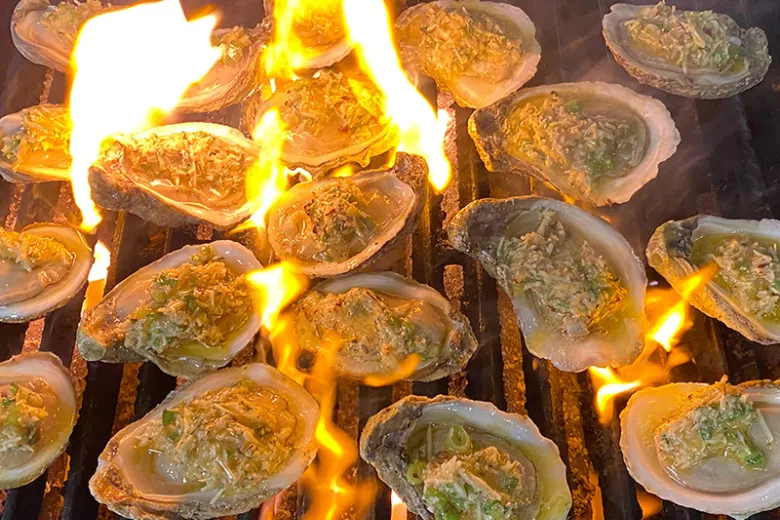 Noizy Oysters half shell oyster on grill