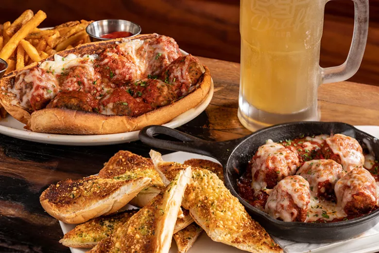 Twin Peak meatball sub and brew