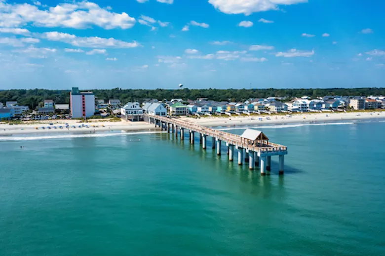 Aerial shot of new Surfside Beach Pier