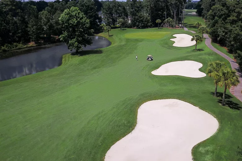 Arrowhead Country Club aerial of course with three sandtraps