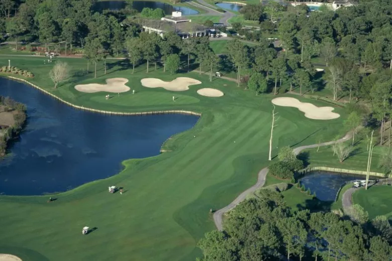 River Club golf course aerial of fairway