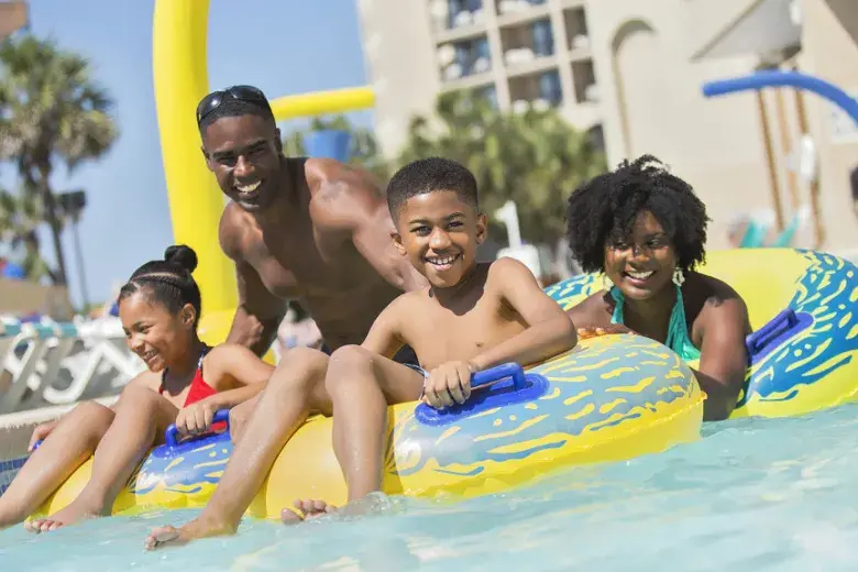 Family on lazy river