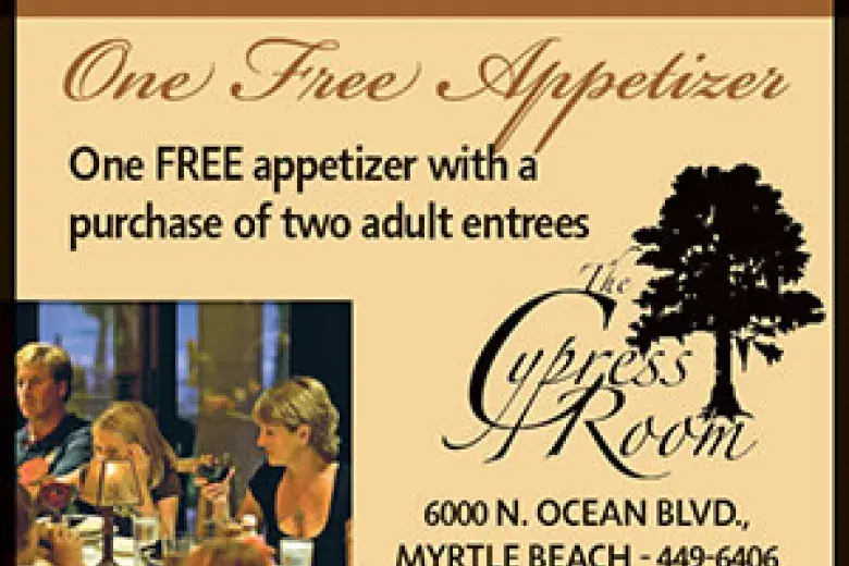 2023 Cypress Dining Room at Island Vista VisitMyrtleBeach.com coupon
