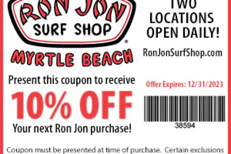 2023 Ron Jon Surf Shop at Broadway at the Beach VisitMyrtleBeach.com coupon