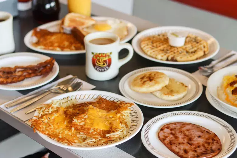 Waffles, bacon, breakfast Photo 2