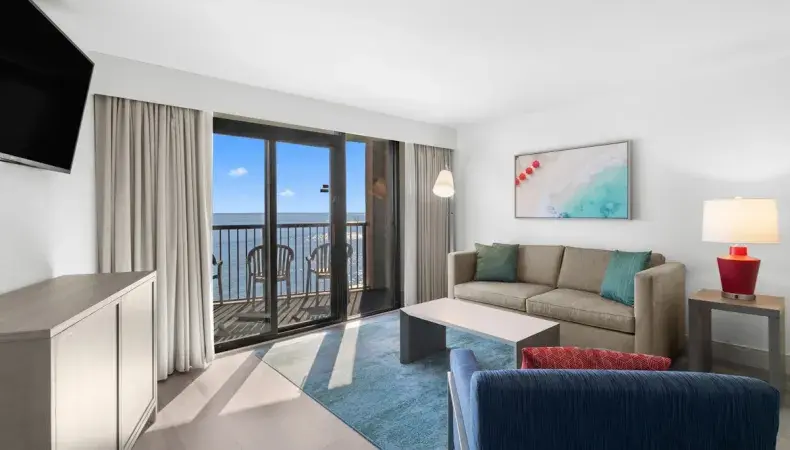 Compass Cove - Mariner Building - Oceanfront Deluxe Two Bedroom Condo - Living Room Photo