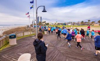 Runners on the boardwalk, Myrtle Beach Marathon
