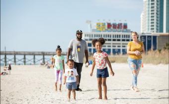 family walking on Myrtle Beach
