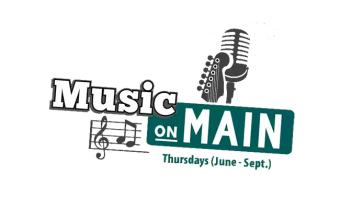 Music on Main logo - music bars with microphone