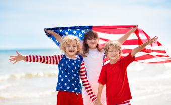 Kids on the beach for 4th of July