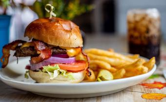 Blueberry's Grill hamburger and fries