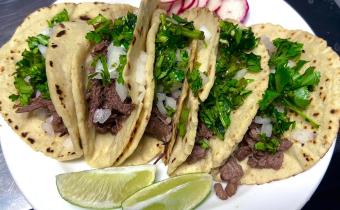 Delia's Kitchen steak tacos with fresh cilantro