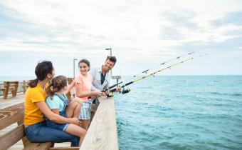 Family Fishing on Pier in Myrtle Beach