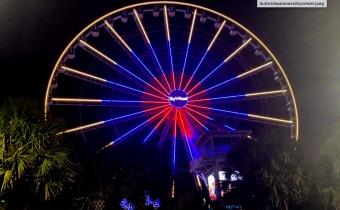 The Sky Wheel in Myrtle Beach with Red and Blue Autism Colored lights