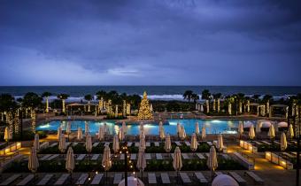 Pool Deck Christmas Tree Lighting Photo