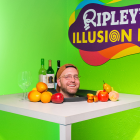 Ripley's Illusion Lab room with man's head on table