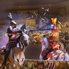 Medieval Times two knights jousting on horses