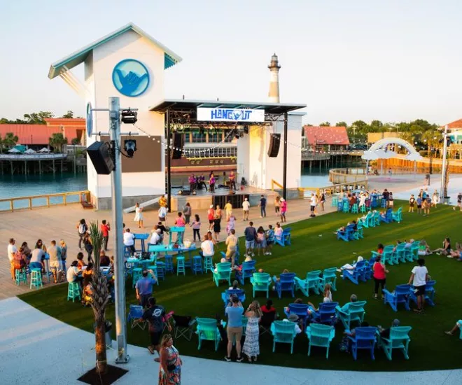 People in front of the Hangout