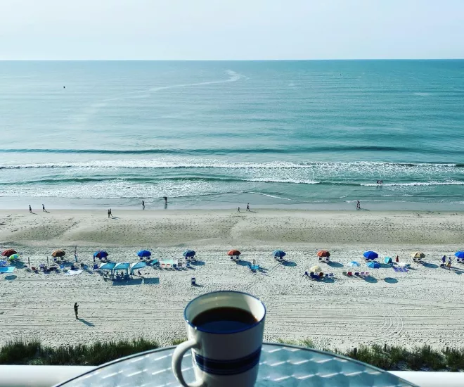 Coffee on balcony from hotel