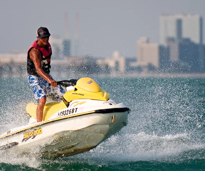 Man jet skiing along the coast of Myrtle Beach