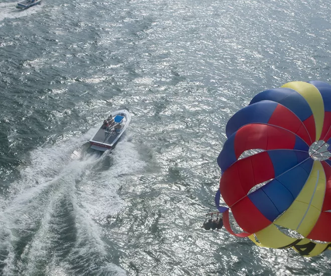 Parasail boat from above