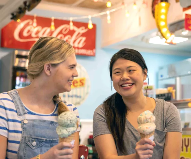 Teens eating Ice Cream at Mad Myrtle's Ice Creamery