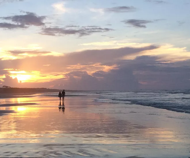 Sunrise walk on the beach