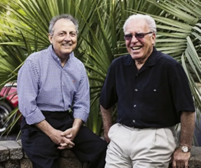 Dino Thompson with his business partner Dino at restaurant Flamingo Grill