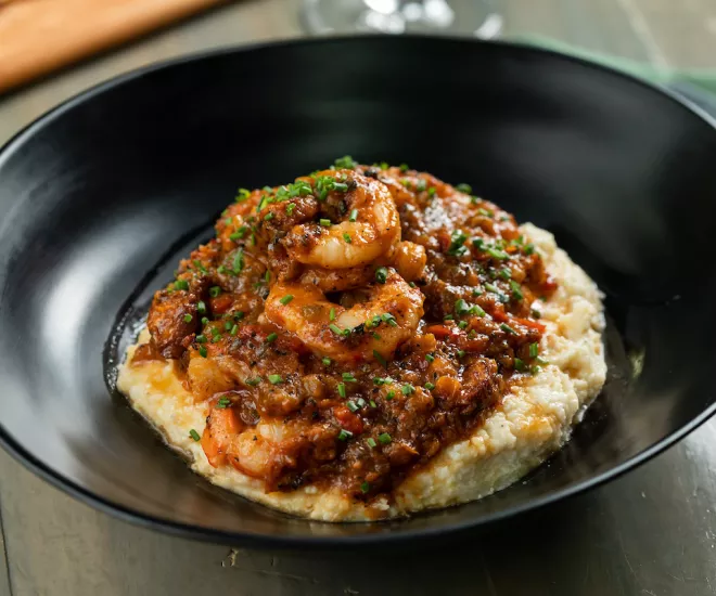 Shrimp and Grits at Hook and Barrel