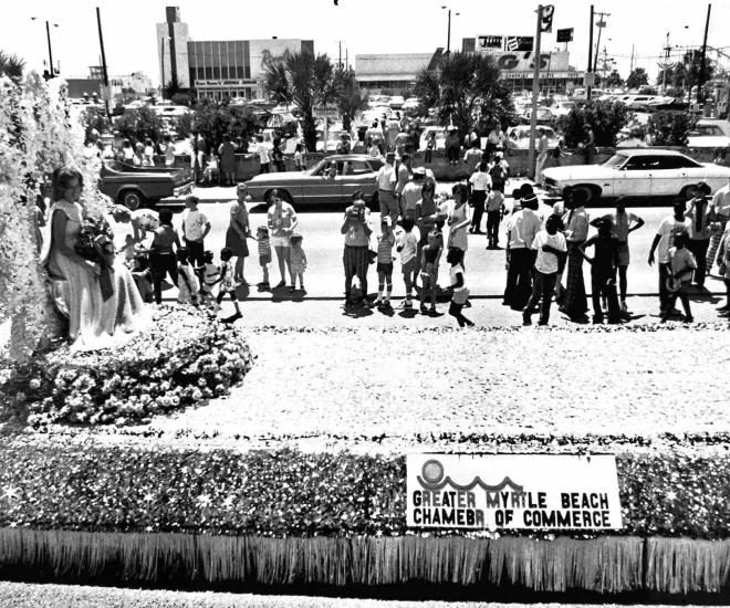 Old Sun Fun Photo of Parade Float with Chamber Logo