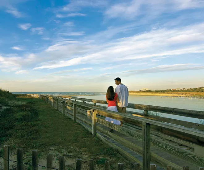 Ocean Creek couple on walkway