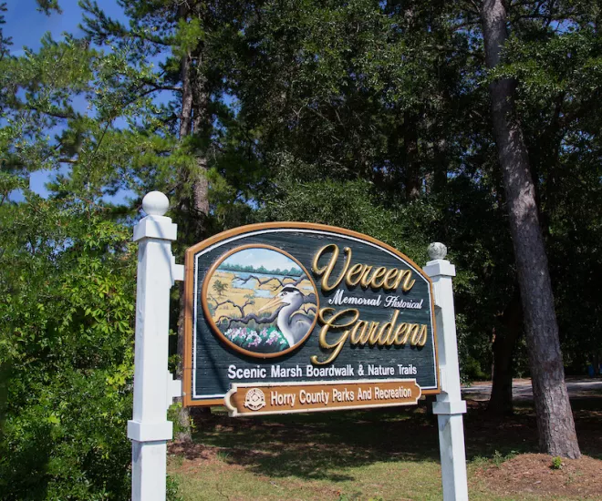 Front sign at Vereen Historical Memorial Gardens