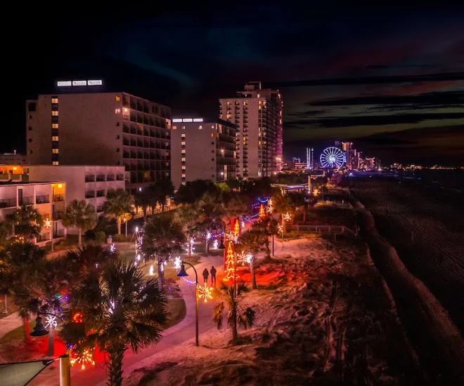 2022 Winter Wonderland at the beach lights on the boardwalk