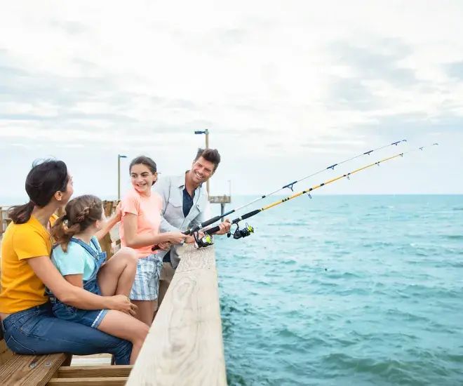 Family Fishing on Pier in Myrtle Beach