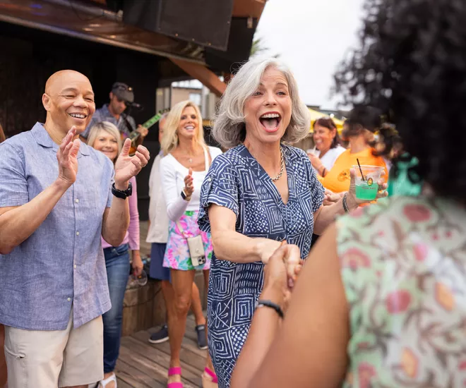 Dancing to live music at Ocean Annie's