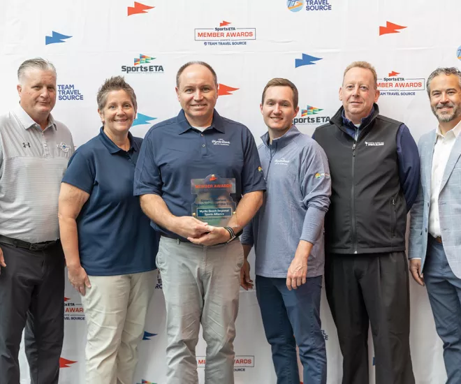 Myrtle Beach Regional Sports Alliance accepts 2024 Sports Tourism Organization of the Year award from Sports ETA