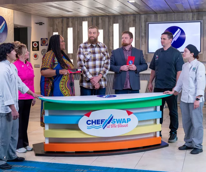 Chef Swap Season 3 with hosts, judges and competitors