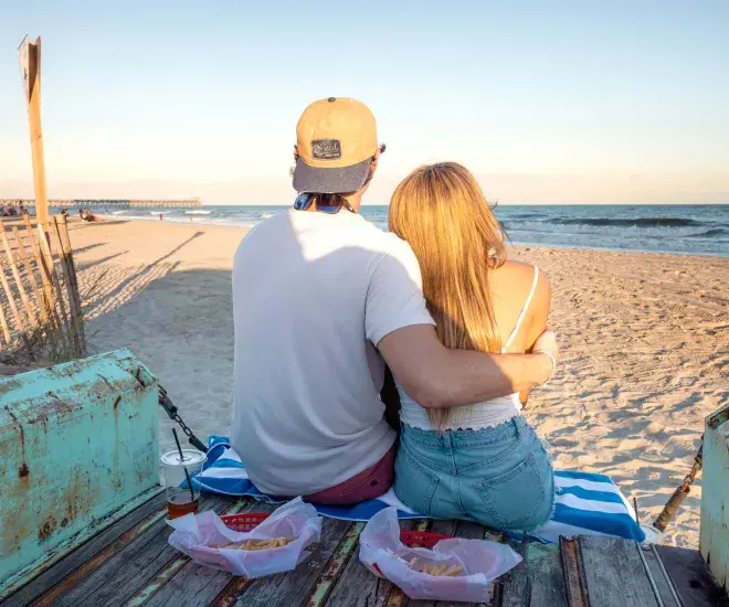 Myrtle Moments Couple Truck Tailgate Beach
