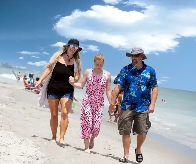 Sensory-friendly family on the beach in Surfside Beach