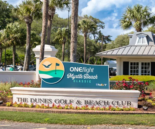 ONEflight Myrtle Beach Classic signage at Dunes Golf & Beach Club