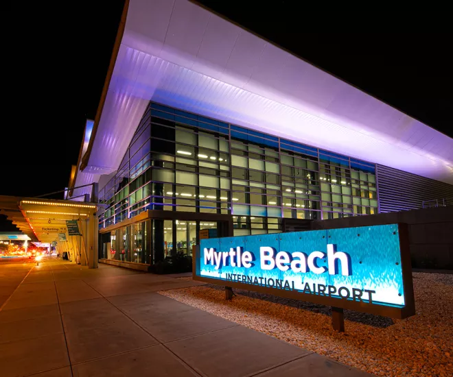 The entrance of Myrtle Beach's International Airport. 