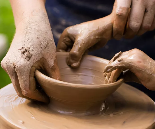 Lineta Pritchard Pottery Studio hands on pottery clay