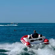 Seakart Adventure man in seakart on dolphin tour on ocean