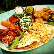 Senor Frog's quesadilla with wings and sauces