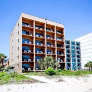 South Seas Resort beach front with building