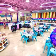 Sugar Life Ice Cream and Candy bar colorful interior with tables