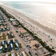 Oceanfront Campground aerial at sunrise