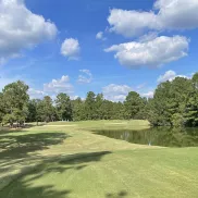 Crown Park fairway with pond and trees